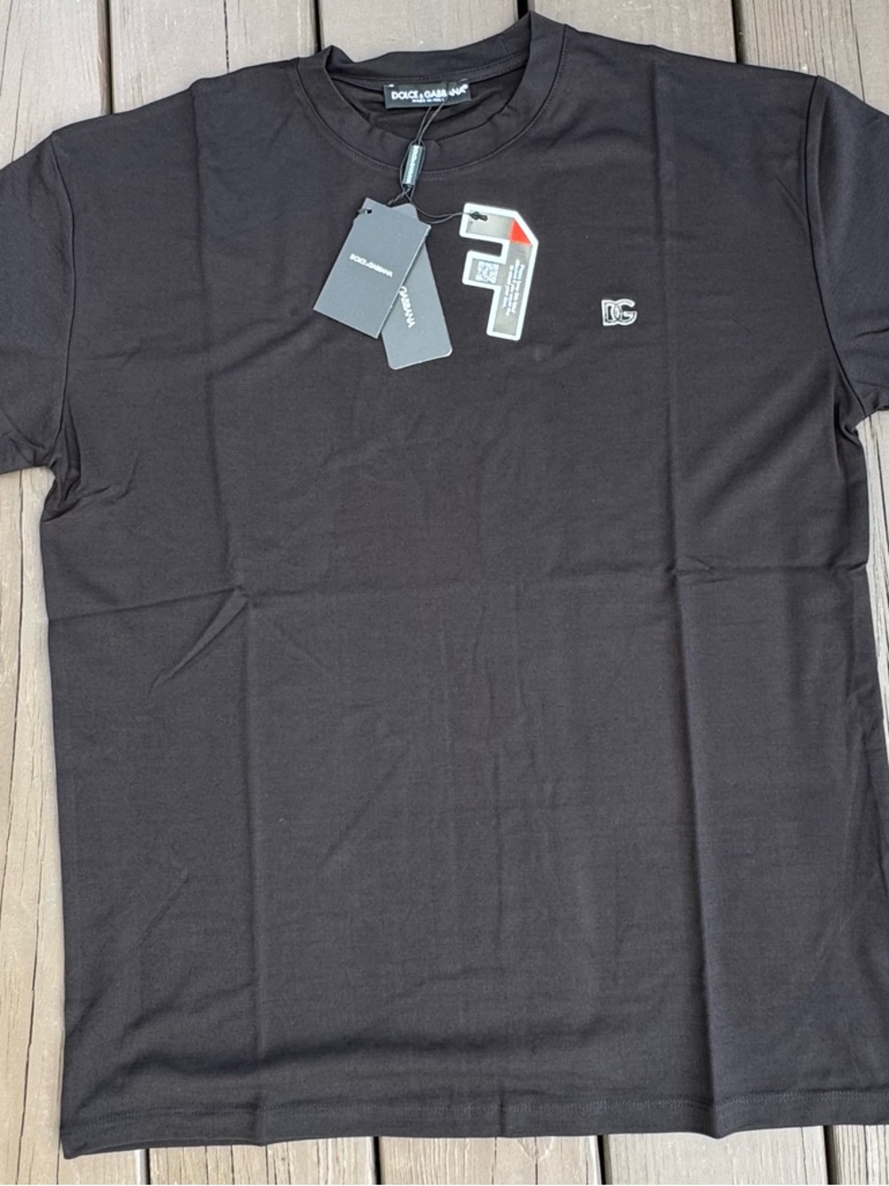 Dolce & Gabbana Black Crewneck Tee with Small DG Emblem